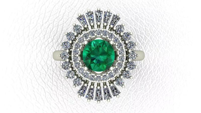 Round Emerald Engagement Ring 3d model 3d print model
