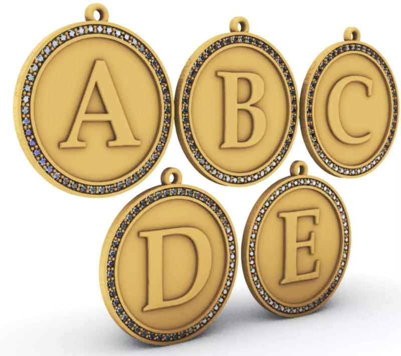 Studded Alphabet Medals - Medalhas Alfabeto com Pedras