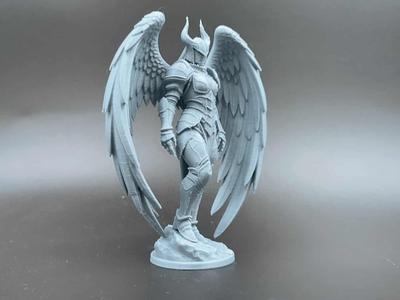 Female Angel Warrior Statute in Full Plate Armor