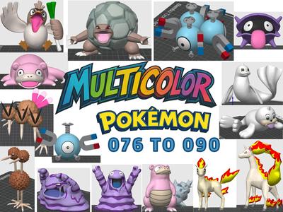 Multicolor Pokémon 076 to 090 (Gen 1) 