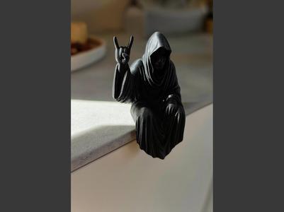 The Grim Reaper Sitting on a Shelf Rock&Roll style
