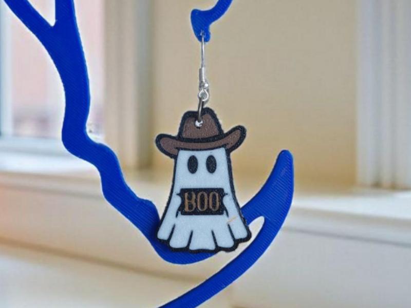 Cowboy Ghost “BOO”  Halloween Earrings