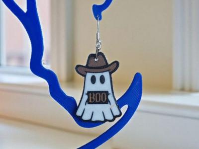 Cowboy Ghost “BOO”  Halloween Earrings