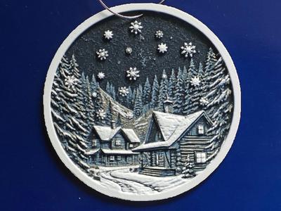 Lovley  Cottage V1 Christmas Ornament in 4 colors.