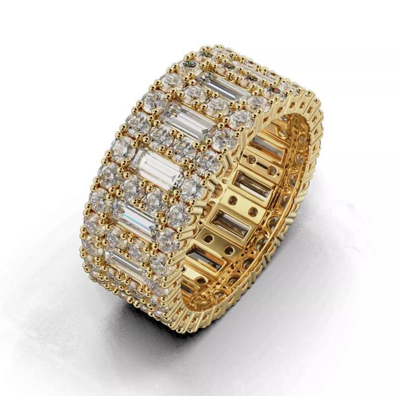 Women ring with baguettes and round stones