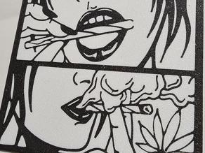 420 chick comic style wall art 