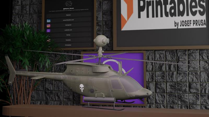 🚁 OH-58D Kiowa Warrior – 3D Printed Military Helicopter Model