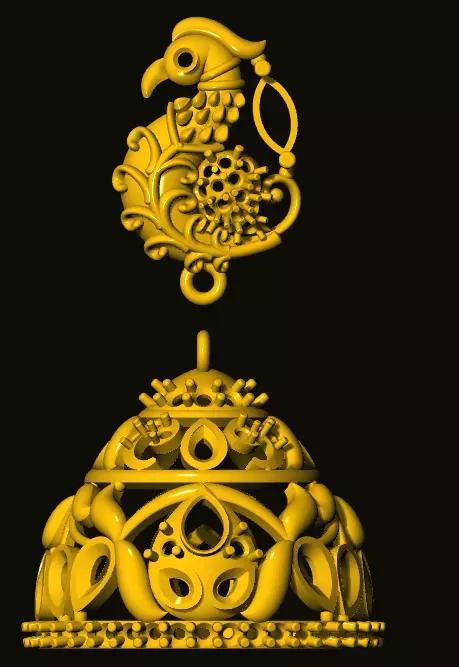 jumka golden bell with ornate design