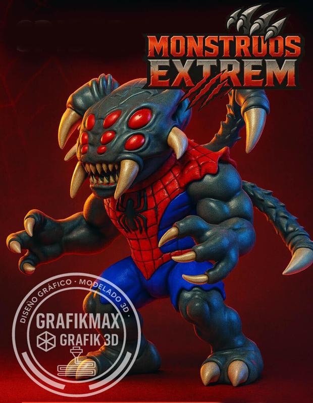 ACTION FIGURE EXTREME MONSTERS SHARK SPIDER-MAN MUTAN T-REX