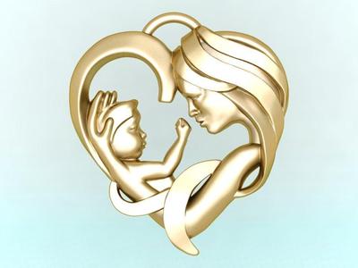 Mother holding child - Mother pendant - N609