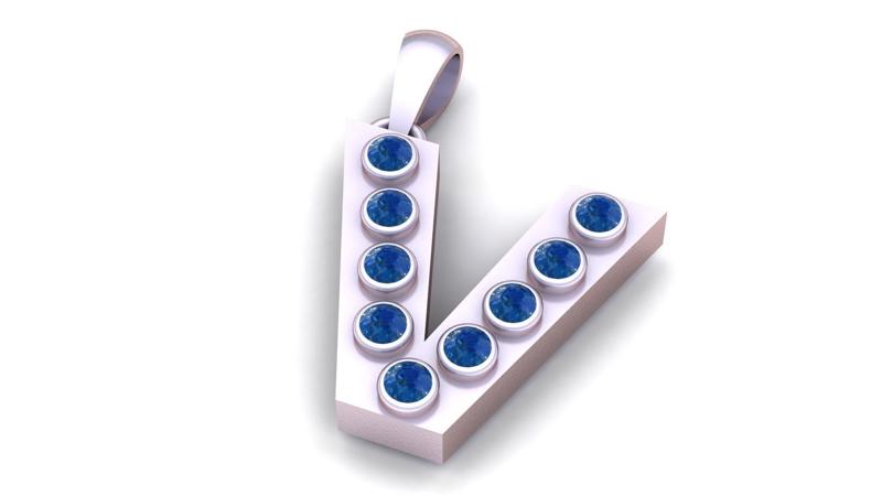 V ALPHABETS GLD PENDANT  3d printable model