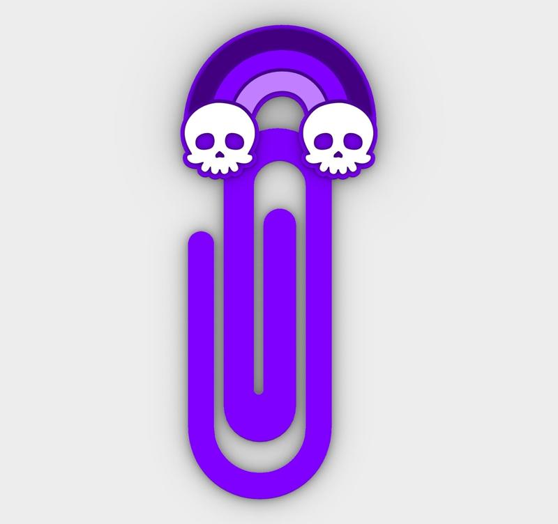 Paperclip Rainbow skeleton - bookmark - 3MF pre-painted , STL