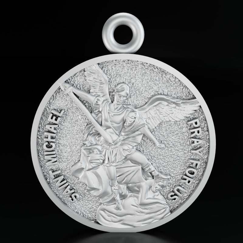 Saint Michael the Archangel Pendant STL | 3D Printable Religious Jewelr