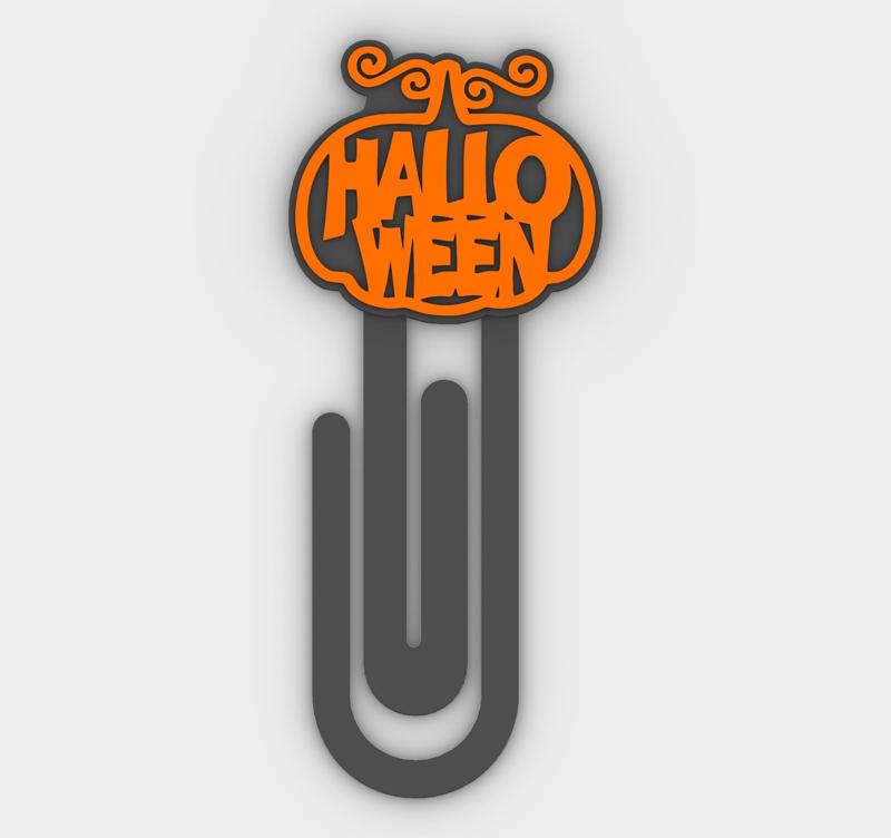 Paperclip Halloween pumpkin 2609100718 - bookmark - 3MF pre-painted , STL