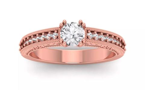Women Engagement Round Stone Ring 3dm STL OBJ Renders Details