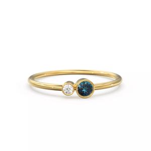 2 Stone Gemstone Diamond Dual Stone Ring Wedding Band