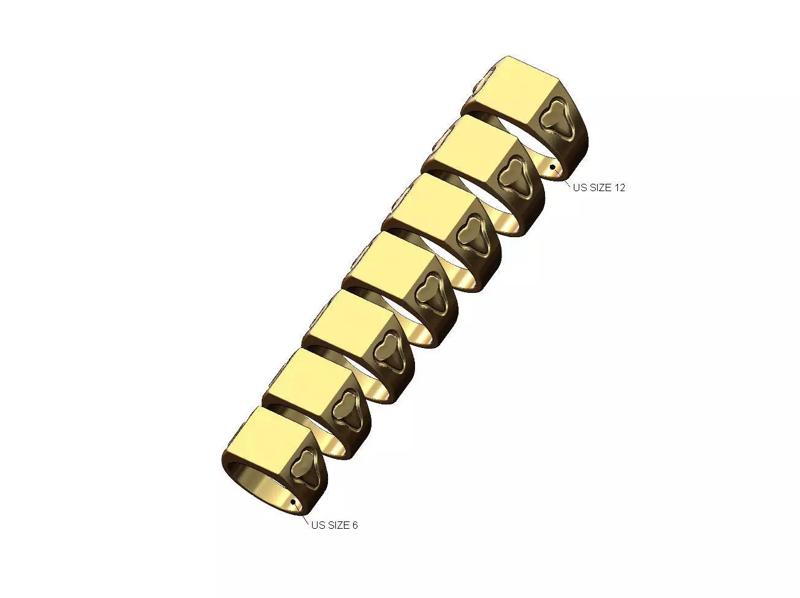 Square shark tooth sides signet ring US sizes 6to12