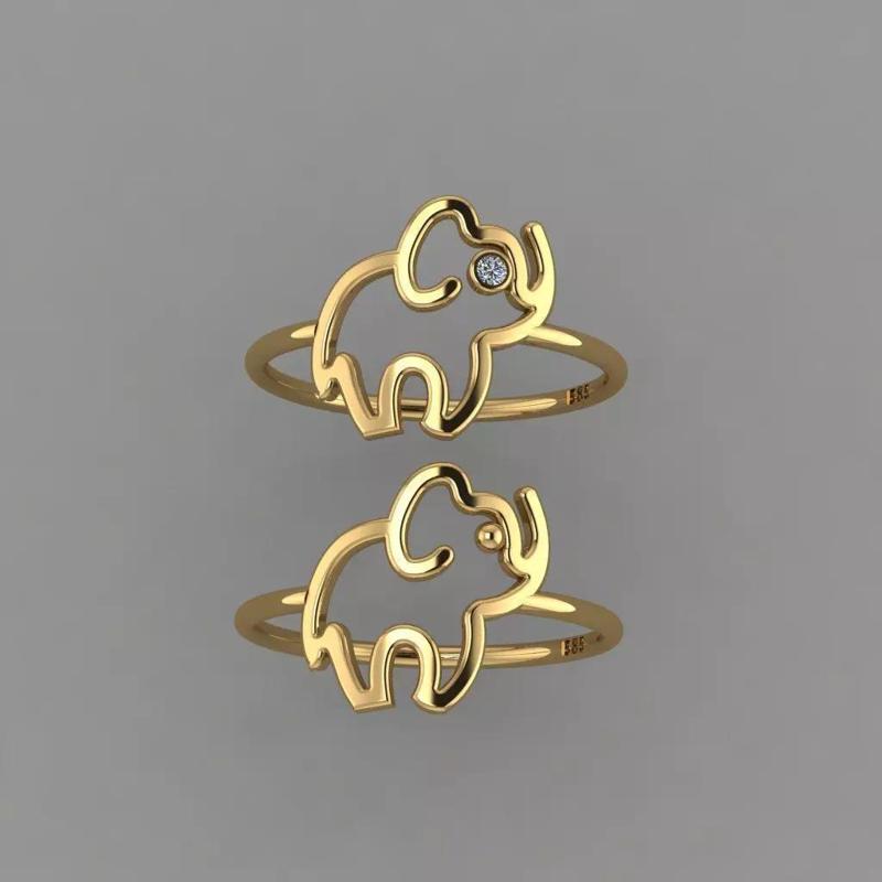 Tiny Elephant Ring  Gold Elephant Ring STL