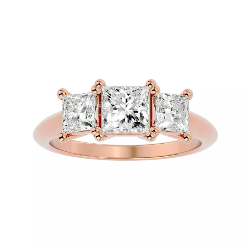 Tri Diamond solitaire wedding engagement ring with 360 view