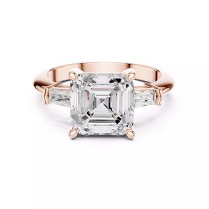 Three Stone Asscher and Baguette Engagement Ring 3DM STL Video
