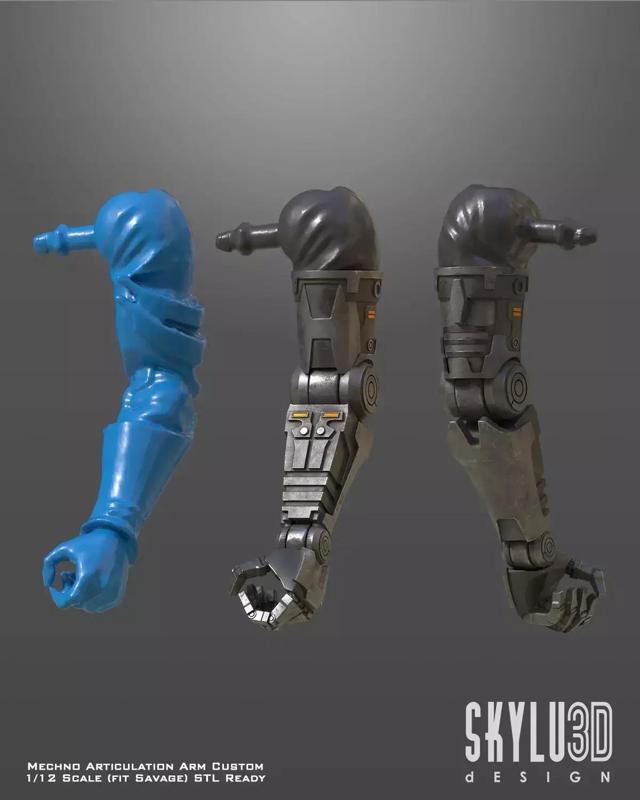 Savage Mechno Arm One12 Scale Custom STL 3D print model