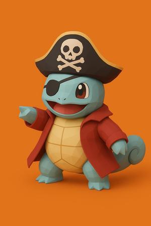 Squirtle Halloween Pirate Custom Figure - Pokemon anime