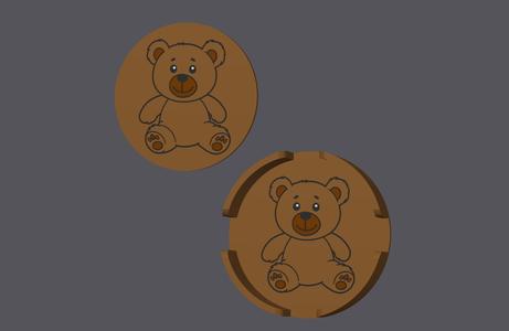 Teddy Bear - Round Coaster with holder