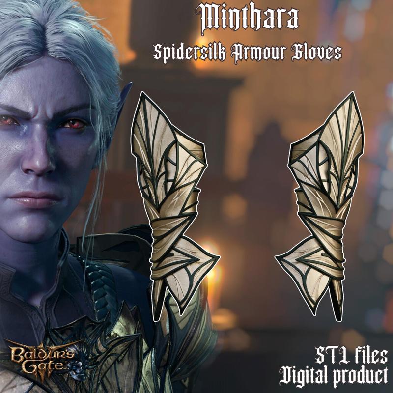 Fantasy Minthara Spidersilk Gloves Armor Baldrurs Gate 3 STL