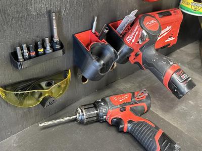 Milwaukee M12 Drill and Impact Wall Mount Holder with Insert