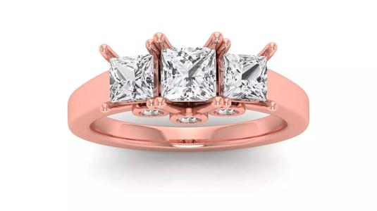 Three Stone Princess Ring Wedding Engagement Women Ring