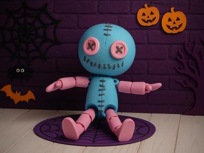 Articulated Button-Eyed Doll — Spooky-Cute Figure