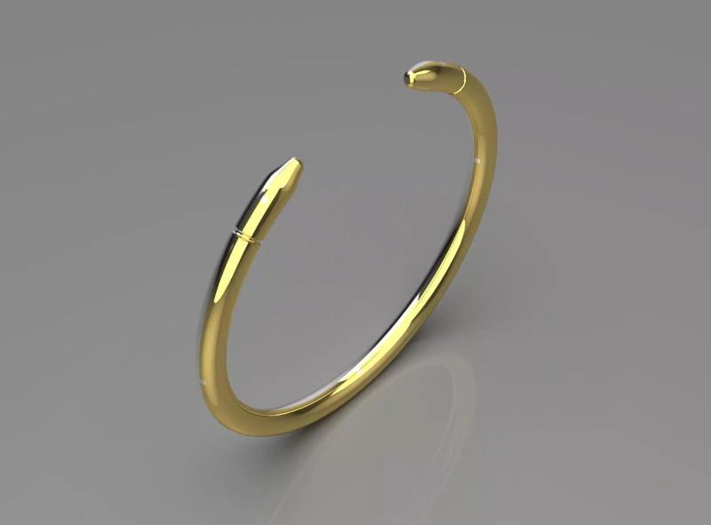 Simple cuff bracelet with yellow gold model bg0034