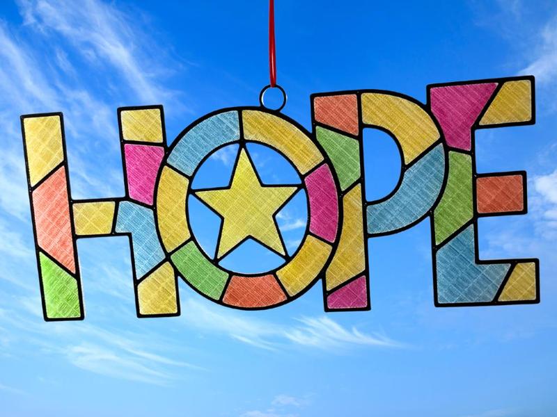 HOPE Suncatcher Ornament Christmas Colouring Craft