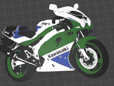 Kawasaki ZX-7R Motorcycle Logo and Keychain, chopped matte cup