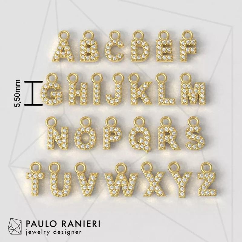 Diamond Alphabet Pendants - 5mm - Read Description