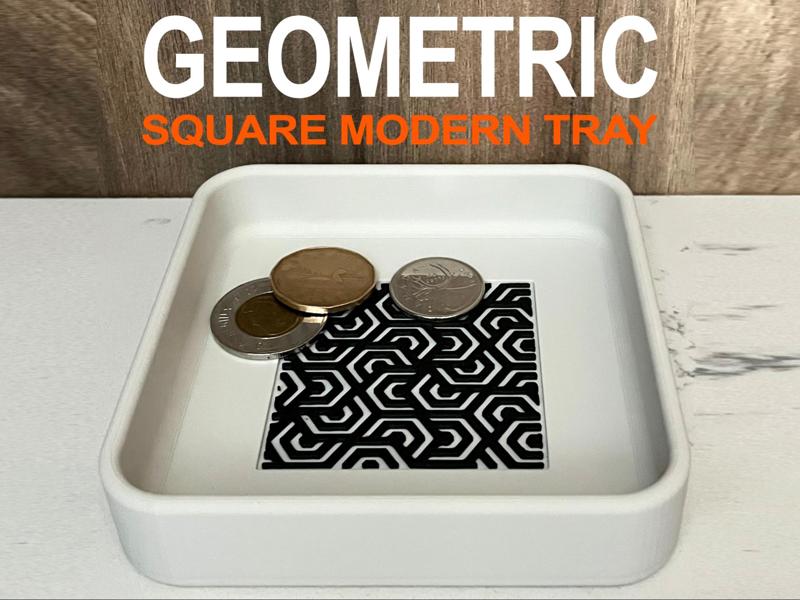 Modern Geometric Pattern Inlayed Tray
