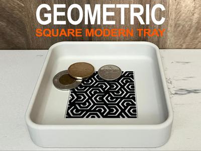 Modern Geometric Pattern Inlayed Tray
