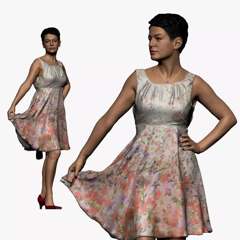 001118 woman in white dress shirt haircut 3d print ready