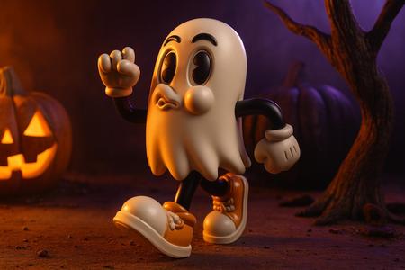 Cute Cartoon Ghost Figurine | 3D Printed Ghost Character Toy | Halloween Decor | Collectible Retro Style Ghost with Sneakers