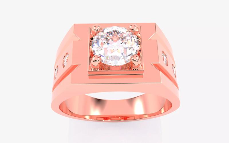 Mens Solitaire Ring 3dm stl renders details