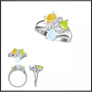 JCD Format Unique color stone rings 3d jewelry cad