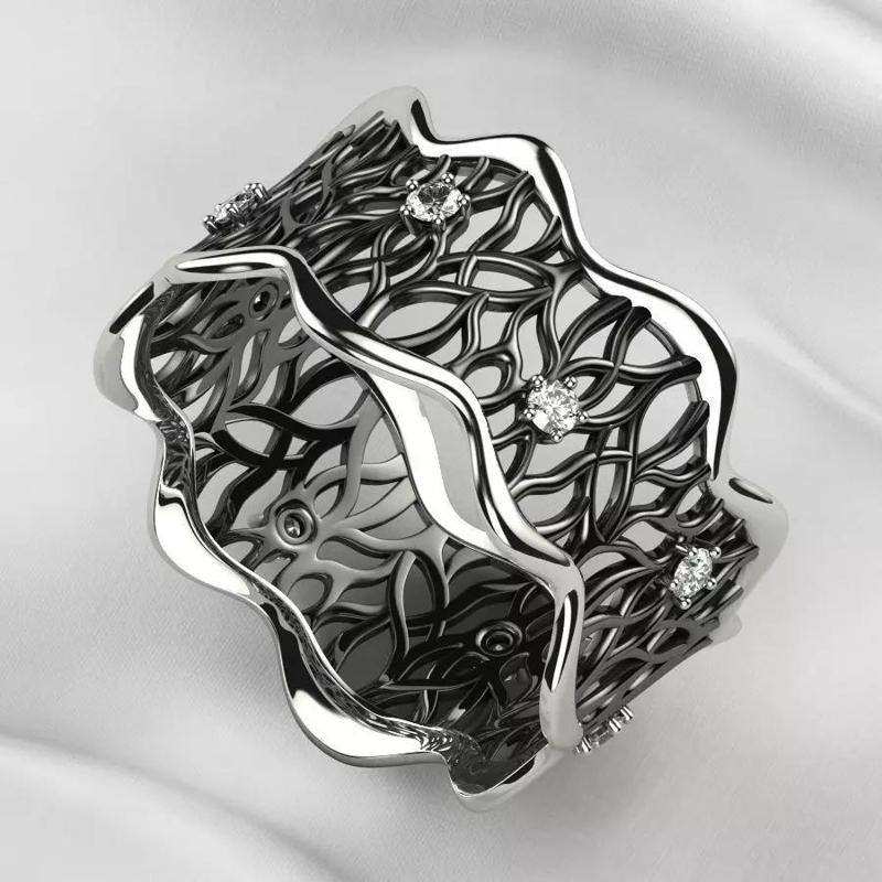 Unique Design Lace Rhodium Plating Gold Ring