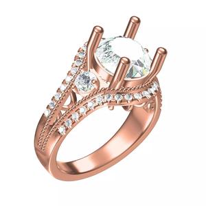 Unique Art Deco Round Diamond Moissanite Engagement Ring