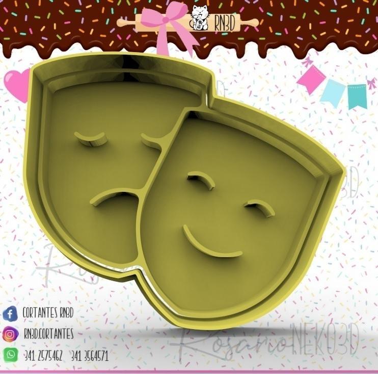 Caras y caretas - theater masks - theatre mask cookie cutter - theatre mask cookie cutter