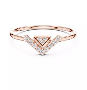 V Letter Shape Round Diamond Wedding Ring 3DM STL Video