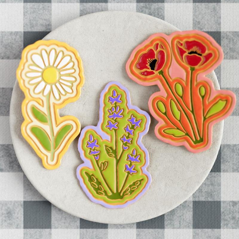 Flower Cookie Cutter Set 3 pieces -  Botanical Designs for Fondant, Clay and Cookies