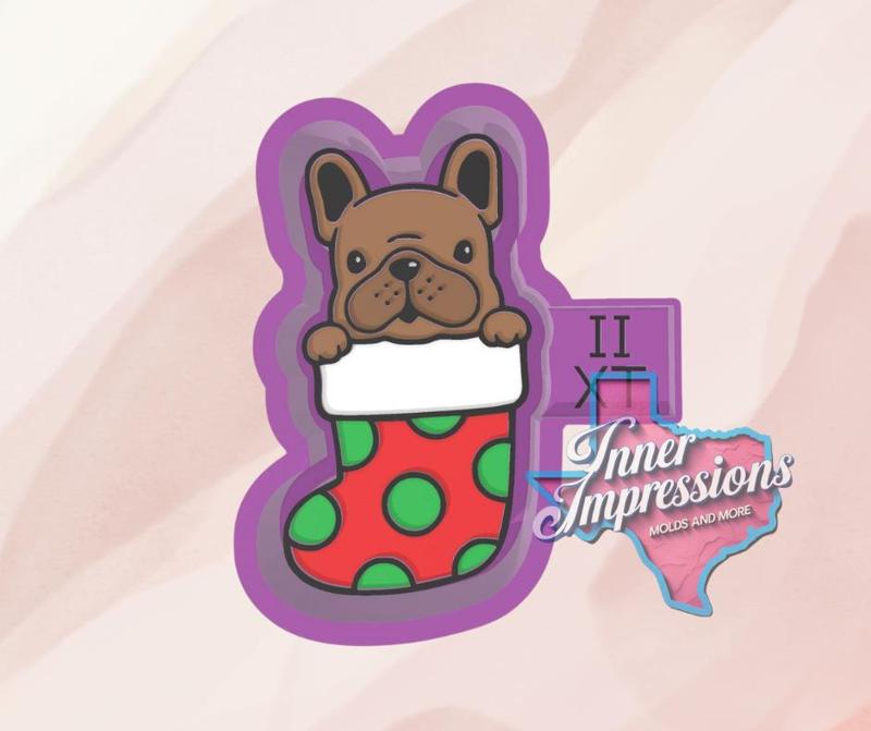 Christmas Polka Dot Bulldog Freshie Mold