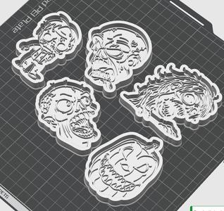 Pack 5 Halloween STL cutters - Zombie molds for cookies and crafts cookie cutters