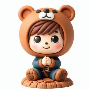 Adorable Baby Girl in Bear Outfit – 3D Printable Cute Collectible Figurine or Desk Decoration