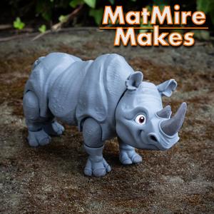 Rhinoceros, Articulated Rhino, fidget figure, 3mf included